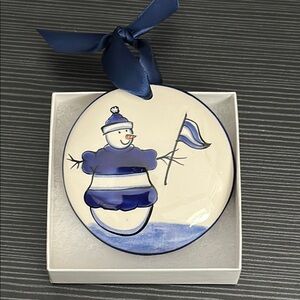The Nola Watkins Collection Blue Snowman Holiday Ornament
